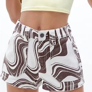 Pacsun Chocolate & Cream Swirl Jean Shorts- Sz XS